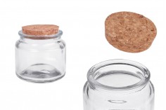 Staklena teglica providna 100 ml sa plutanim čepom