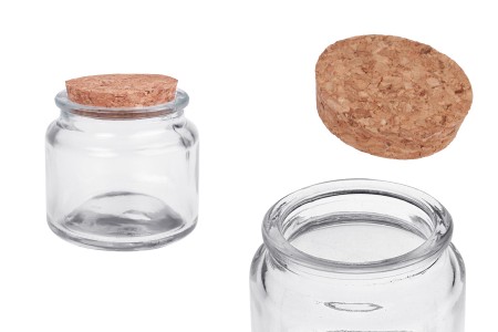 Staklena teglica providna 100 ml sa plutanim čepom-1