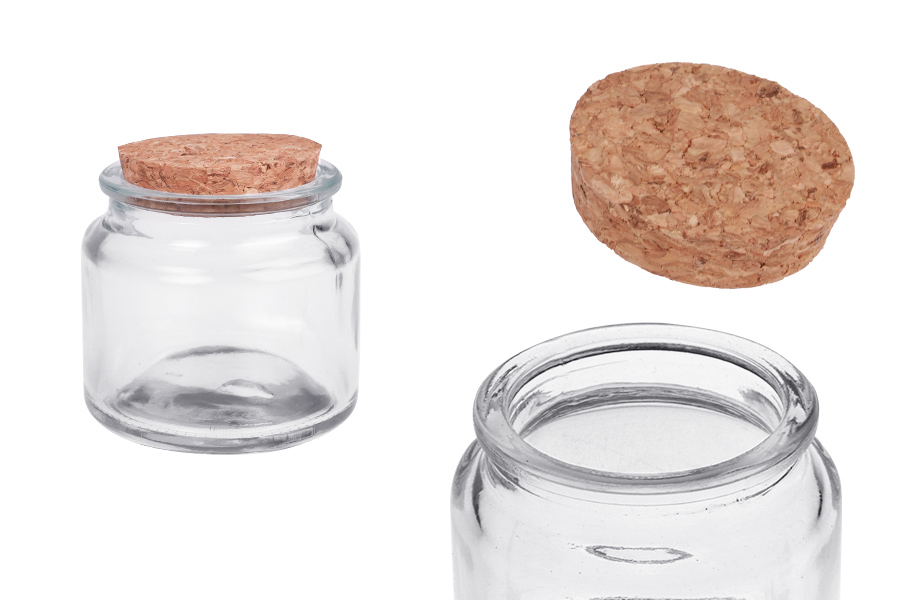 Staklena teglica providna 100 ml sa plutanim čepom Staklena teglica providna 100 ml sa plutanim čepom
