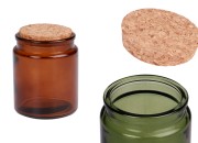 Staklena teglica karamel ili zelena 200 ml sa plutanim čepom