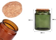 Staklena teglica karamel ili zelena 200 ml sa plutanim čepom
