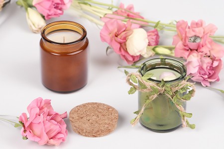 Staklena teglica karamel ili zelena 200 ml sa plutanim čepom-5