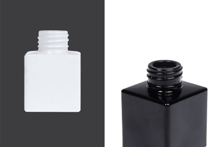 Četvrtasta staklena bočica 50 mL (PP 28) u crnoj i beloj boji, pogodna za osveživače prostora-1