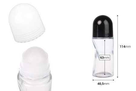 Roll - on staklena bočica 50mL sa crnim ili belim zatvaračem-dimenzije_slike