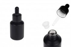 Staklena crna mat bočica 30 mL sa crnom pipetom