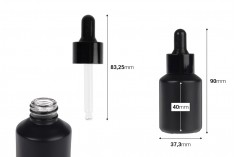 Staklena crna mat bočica 30 mL sa crnom pipetom