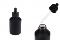 Staklena crna mat bočica 60 mL sa crnom pipetom