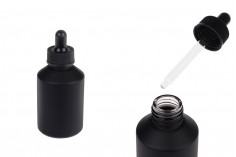 Staklena crna mat bočica 60 mL sa crnom pipetom
