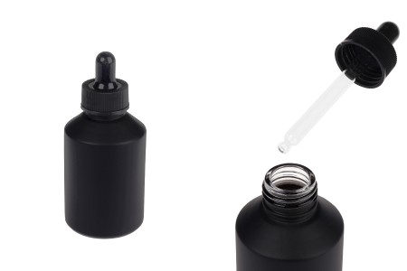 Staklena crna mat bočica 60 mL sa crnom pipetom-slika_proizvoda