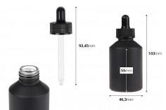 Staklena crna mat bočica 60 mL sa crnom pipetom