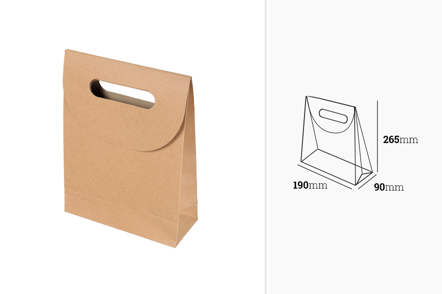Papirna braon kraft kesa 190x90x265mm sa zatvaranjem na čičak - 12 kom Papirna braon kraft kesa 190x90x265mm sa zatvaranjem na čičak - 12 kom