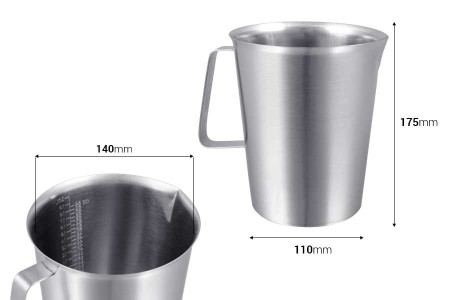 Posuda od nerđajućeg čelika (Inox) sa menzurom i drškom 2000mL-grupa_slika