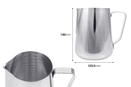 Posuda od nerđajućeg čelika (Inox) sa menzurom i drškom 900mL-dimenzije_slike