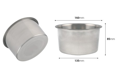 Metalna posuda (nerđajući čelik) 155 mm za Bain Marie-dimenzije_slike