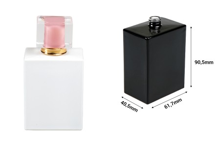 Staklena bočica za parfeme 100 ml luksuzna (15/400) četvrtasta u crnoj ili beloj boji-2