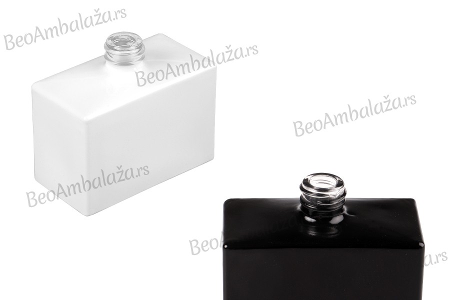 Staklena pravougaona parfemska bočica 30mL (15/400) crne ili bele boje Staklena pravougaona parfemska bočica 30mL (15/400) crne ili bele boje