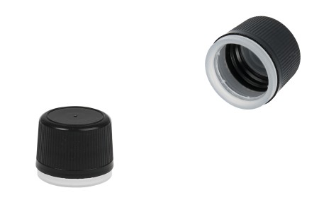 Plastični crni navojni zatvarač PP18 sa sigurnosnim prstenom - 20 kom-slika_proizvoda