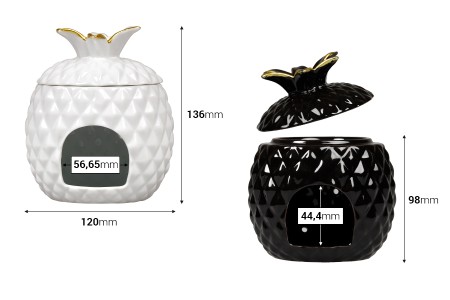 Keramički osveživač prostora za svećice i aromatična ulja u obliku ananasa-dimenzije_slike