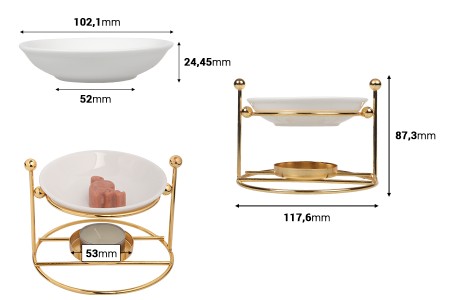 Metalni osveživač prostora sa keramičkom osnovom za sveće i ulja-dimenzije_slike
