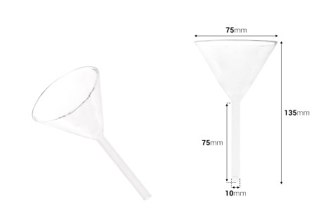 Stakleni levak prečnika 75 mm (prečnik cevčice 10 mm)-dimenzije_slike