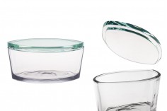 Staklena posuda 790mL za sveće, u obliku gondole i sa staklenim poklopcem
