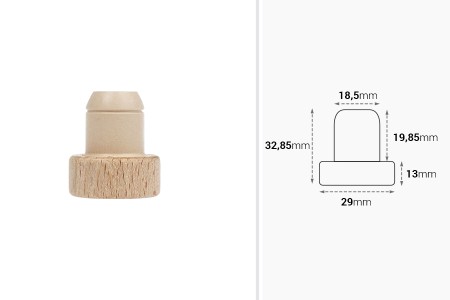 Čep od sintetičke silikonske plute f18,5 mm sa regulatorom protoka i drvenom odvojivom glavom-2