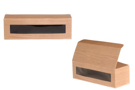 Kartonska kutija 135x46x42mm sa prozorom, u dezenu drveta, za 3 teglice za kreme od 30mL - 50 kom-slika_proizvoda