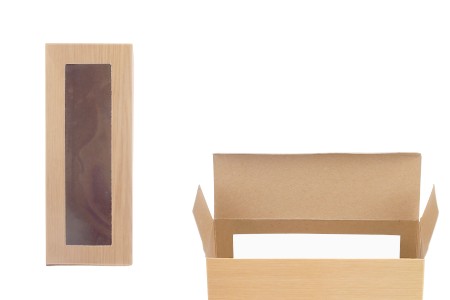 Kartonska kutija 135x46x52mm sa prozorom, u dezenu drveta, za 3 teglice za kreme od 40mL - 50 kom-slika_proizvoda