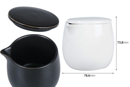 Keramička posuda 200mL sa poklopcem i izlivom za vosak, u crnoj ili beloj boji-2