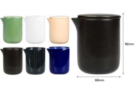 Keramička posuda 200mL sa poklopcem i izlivom za vosak, u raznim bojama-2