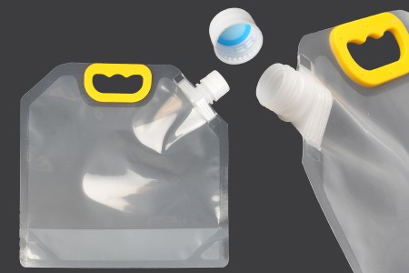 DoyPack kesica za tečnosti 2 L providna sa belim sigurnosnim zatvaračem i ručkom – 10 kom-1