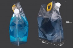 DoyPack kesa za tečnosti 2,5 L providna sa belim sigurnosnim zatvaračem i ručkom – 10 kom