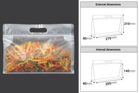 DoyPack kesice 275x40x210mm poluprovidne sa zip zatvaranjem i mogućnošću termo zatvaranja – 50 kom-dimenzije_slike