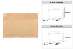 DoyPack kesice 240x40x170mm kraft sa zip zatvaranjem i mogućnošću termo zatvaranja – 50 kom