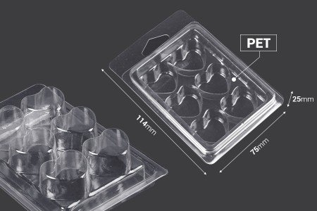 Plastični (PET) kalup sa 6 mesta za srca od voska (melts) - 20 kom-2