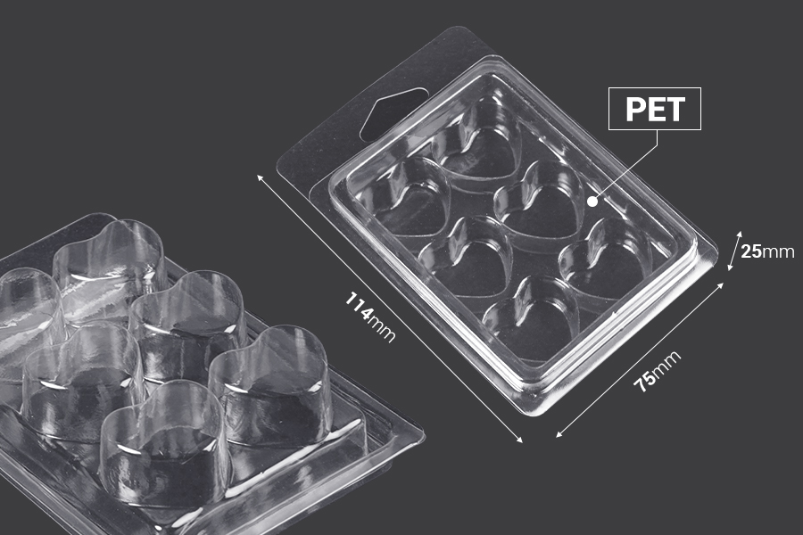 Plastični (PET) kalup sa 6 mesta za srca od voska (melts) - 20 kom