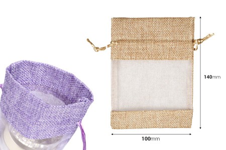 Lanene vrećice 100x140 mm sa prozorom od tila, u raznim bojama - 50 kom-dimenzije_slike