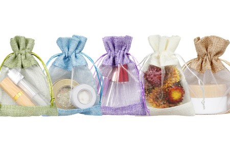 Lanene vrećice 100x140 mm sa prozorom od tila, u raznim bojama - 50 kom-grupa_slika