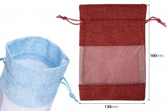 Lanene vrećice 130x180 mm sa prozorom od tila, u raznim bojama - 25 kom