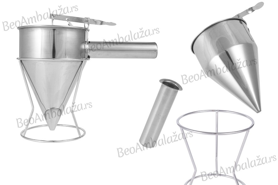 Alat od nerđajućeg čelika - levak od 1200 mL (vrh od 8 mm) za punjenje kalupa sveća i sapuna