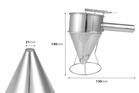 Alat od nerđajućeg čelika - levak od 1200 mL (vrh od 21 mm) za punjenje kalupa sveća i sapuna-dimenzije_slike