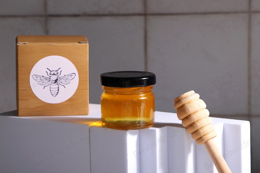 Kartonska kutija 58x58x62mm u dezenu drveta, za teglice za kreme od 30mL ili 50mL - 50 kom-