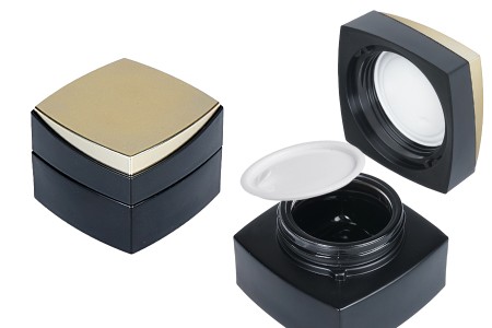 Crna mat staklena teglica 50mL za kreme sa posebnim zatvaračem i plastičnim međupoklopcem-slika_proizvoda
