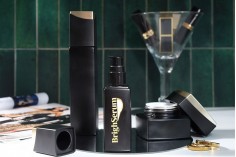 Luksuzna crna mat staklena bočica 40mL sa pumpicom za kreme i posebnim zatvaračem
