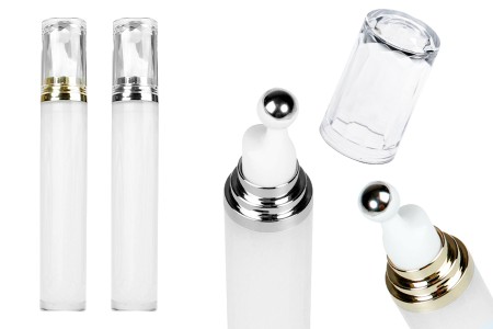 Cilindrična akrilna bočica 20mL za kozmetičku upotrebu sa roll-on pumpicom i providnim zatvaračem - 6 kom-slika_proizvoda
