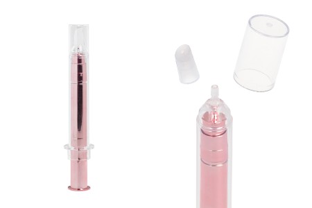 Airless tubica - akrilni špric 10mL za kozmetičku upotrebu, bronzane boje sa zatvaračem - 6 kom-slika_proizvoda