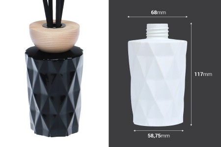 Staklena bočica 180mL (PP28) sa reljefom, u crnoj ili beloj boji, pogodna za osveživače prostora-2