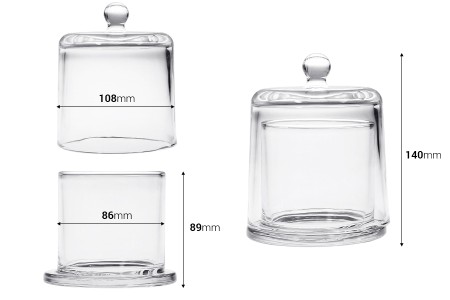 Dekorativna staklena fondanjera 300ml sa zvono poklopcem-2