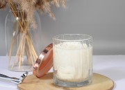 Staklena providna teglica 350mL sa metalnim zatvarčem sa gumicom, za sveće