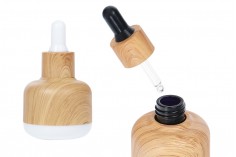 Staklena bočica 30mL sa pipetom i plastičnom oblogom u dezenu drveta